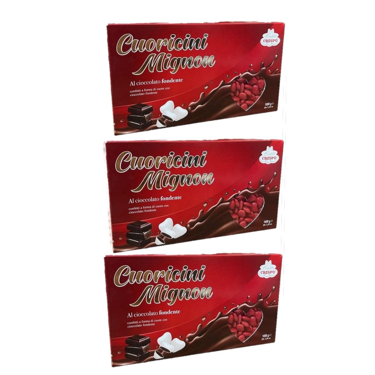 CONFETTIS CRISPO COEURS MIGNON ROUGE 1 KG. 3 pièces