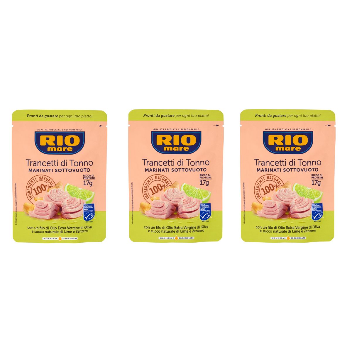 Rio Mare Trancetti di Tonno con Olio Extra Vergine di Oliva, Lime e Zenzero 70 Gr.
