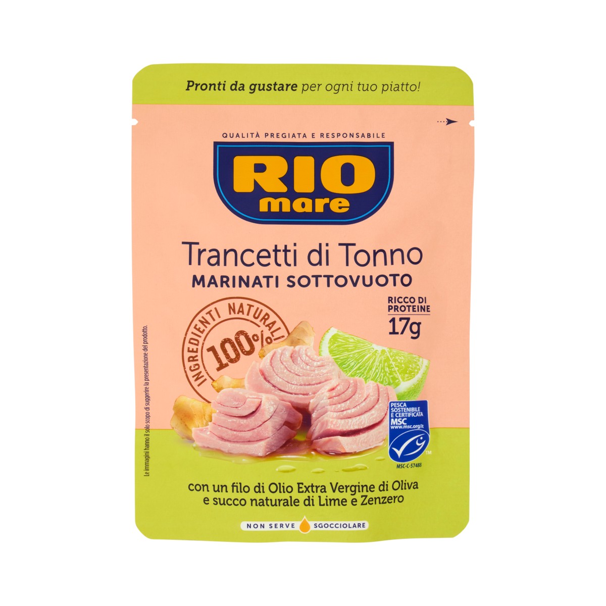Rio Mare Trancetti di Tonno con Olio Extra Vergine di Oliva, Lime e Zenzero 70 Gr.