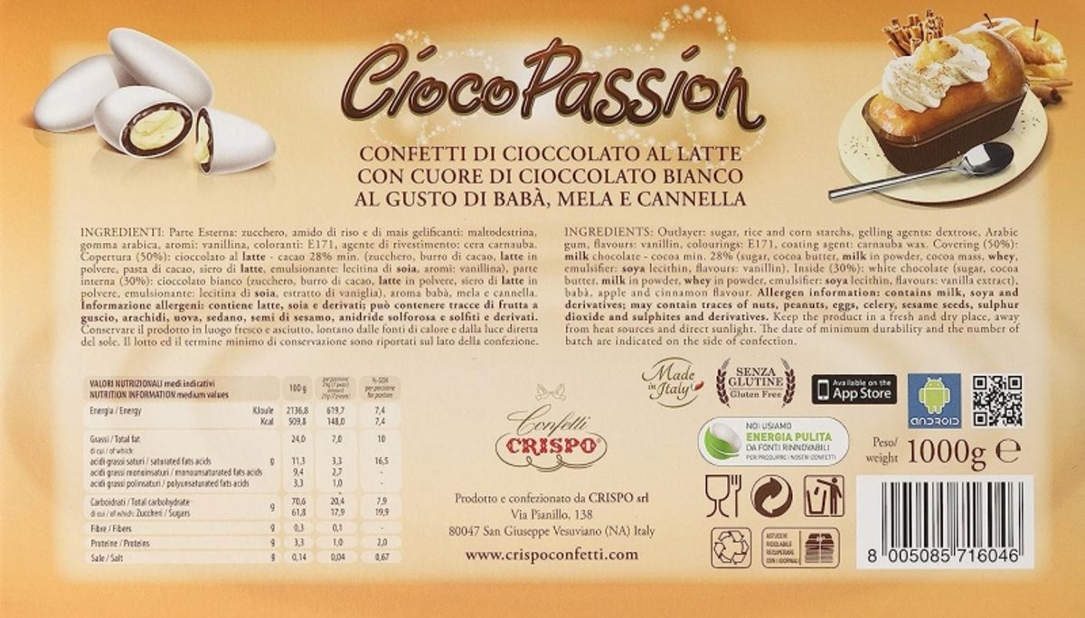 Crispo Confetti CiocoPassion Babà, Apple and Cinnamon 1 kg.