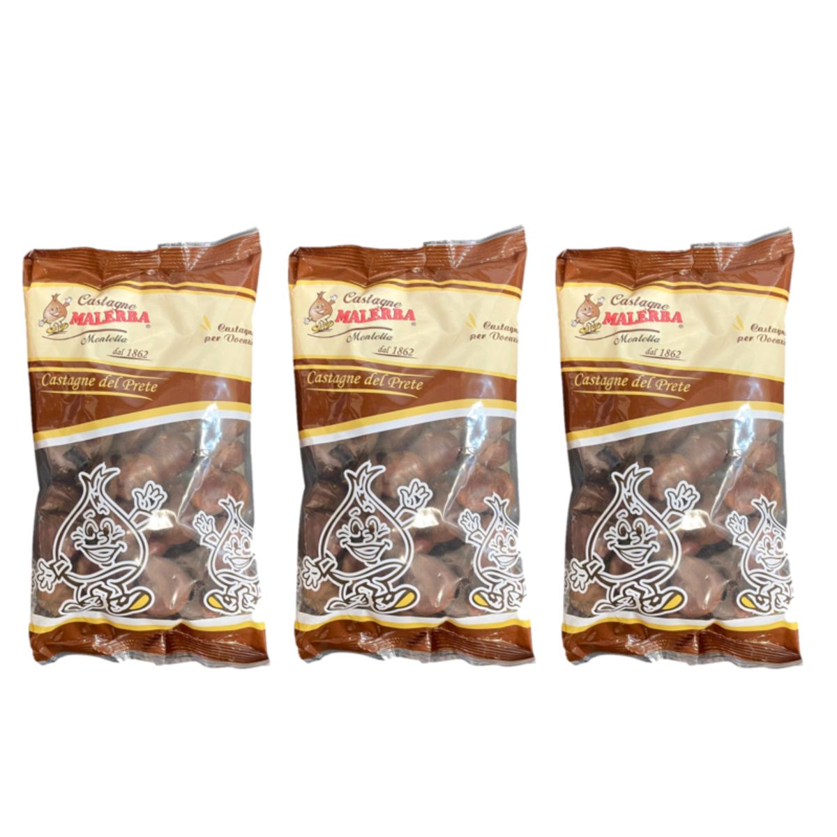 Malerba Priest Chestnuts 400g – Traditional Smoked and Dried Irpinia Chestnuts, Authentic Sweetness since 1862 - 3 Pieces