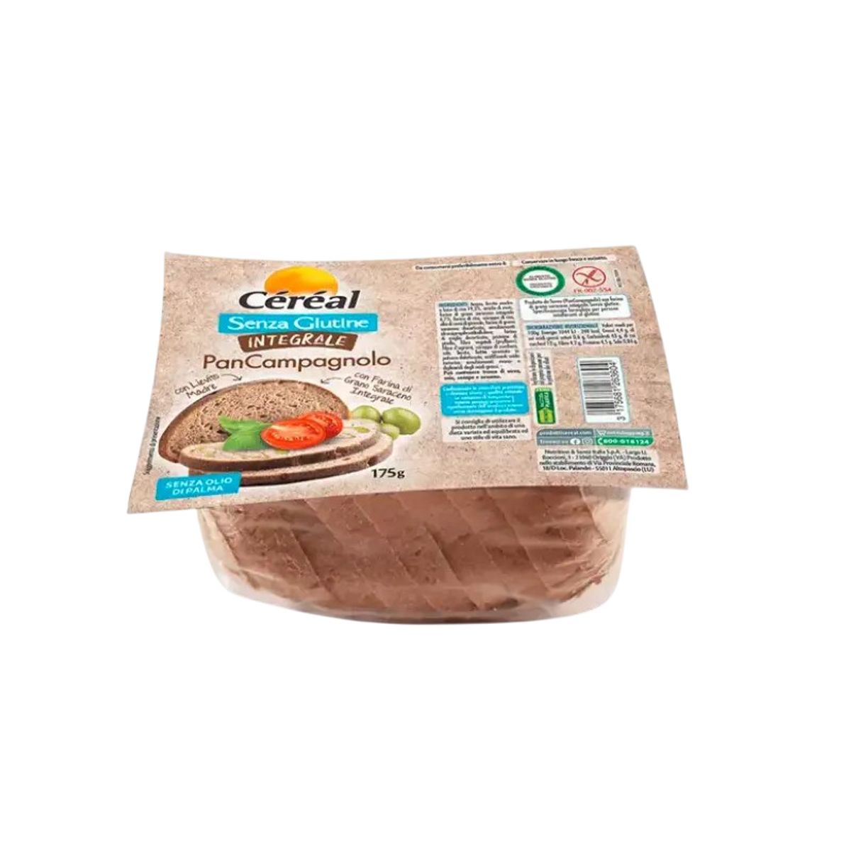 Céréal Pane a fette Pan Campagnolo Integrale Senza Glutine e Lattosio 175 Gr.