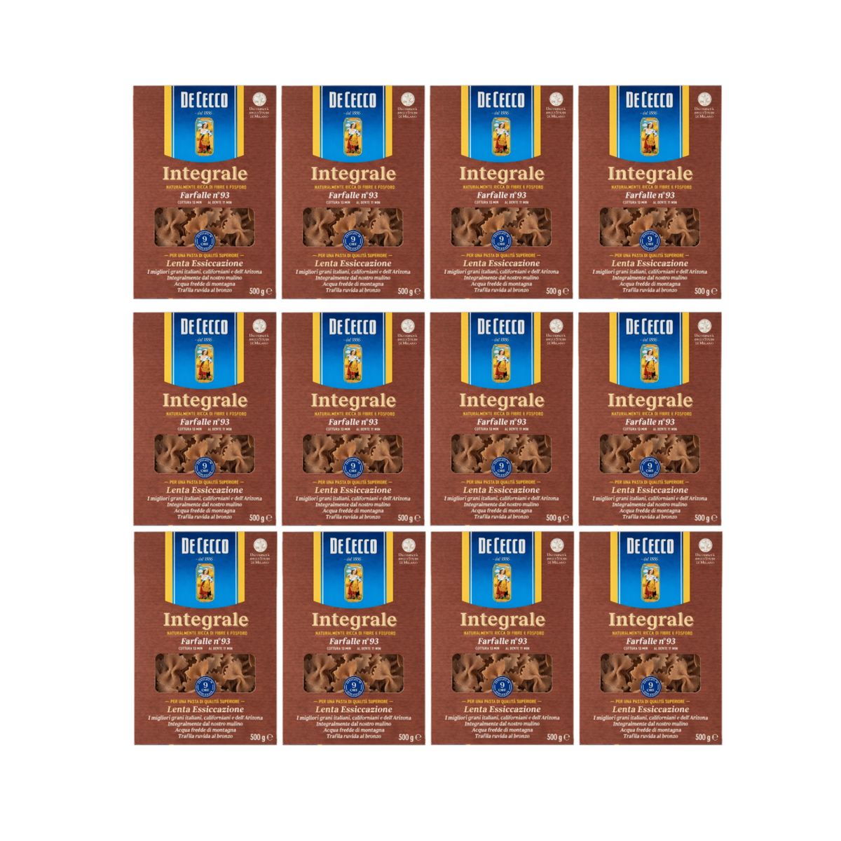 De Cecco Farfalle Integrali n° 93 500 Gr. - 12 Pezzi