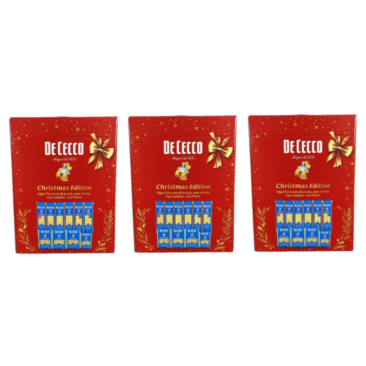 Valigetta De Cecco Christmas Edition 5KG – Selezione Premium di 10 Formati di Pasta di Semola - 3 Pezzi