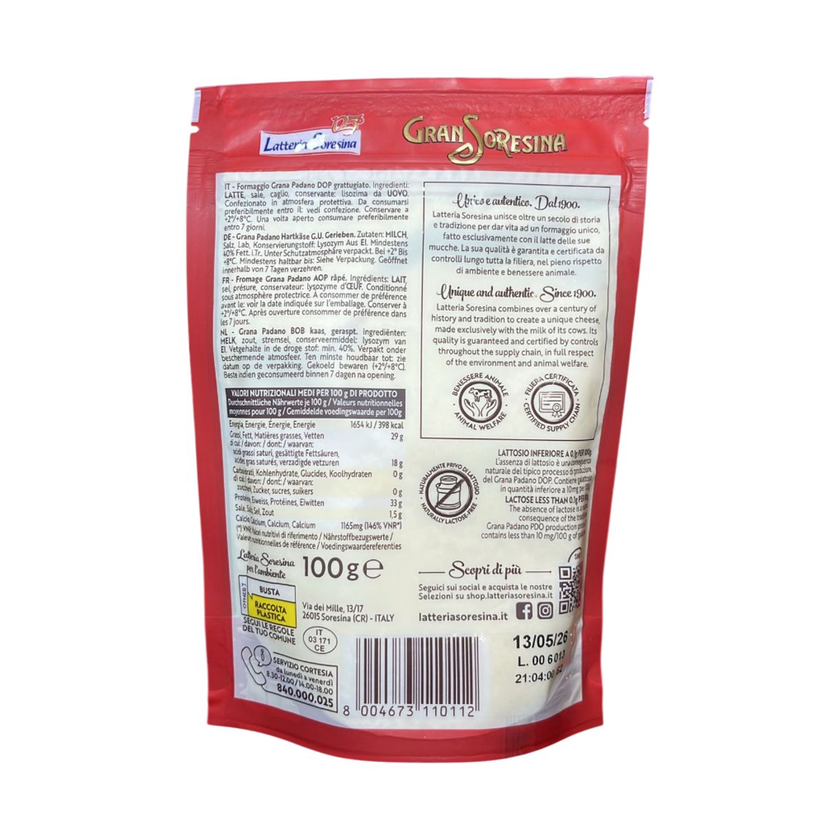 Latteria Soresina Grana Padano DOP Râpé 100g