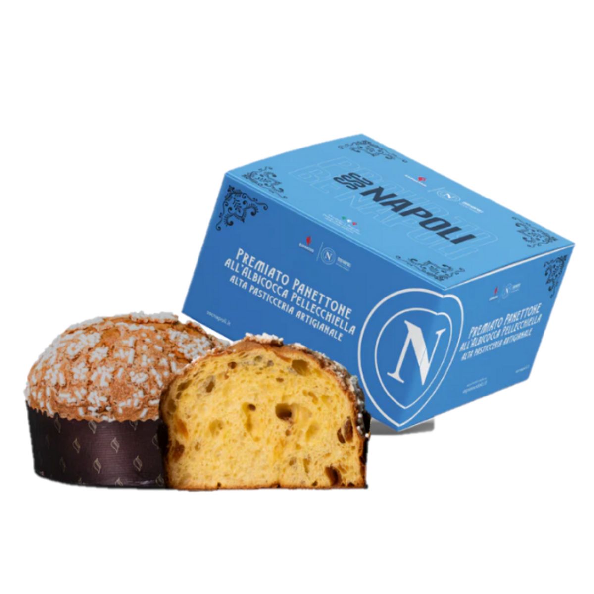 Preisgekrönter, handwerklich hergestellter Aprikosen-Panettone aus Neapel – Offizielle SSC Napoli Edition – Feines italienisches Gebäck, 1 kg