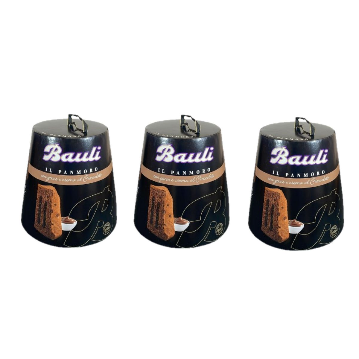 Bauli Il Panmoro 750g – Cocoa Pandoro with Chocolate Drops and Cream, Italian Christmas Cake - 3 Pieces
