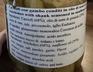 O sole e Napule Artichokes with stem in sunflower seed oil 950 Gr._1