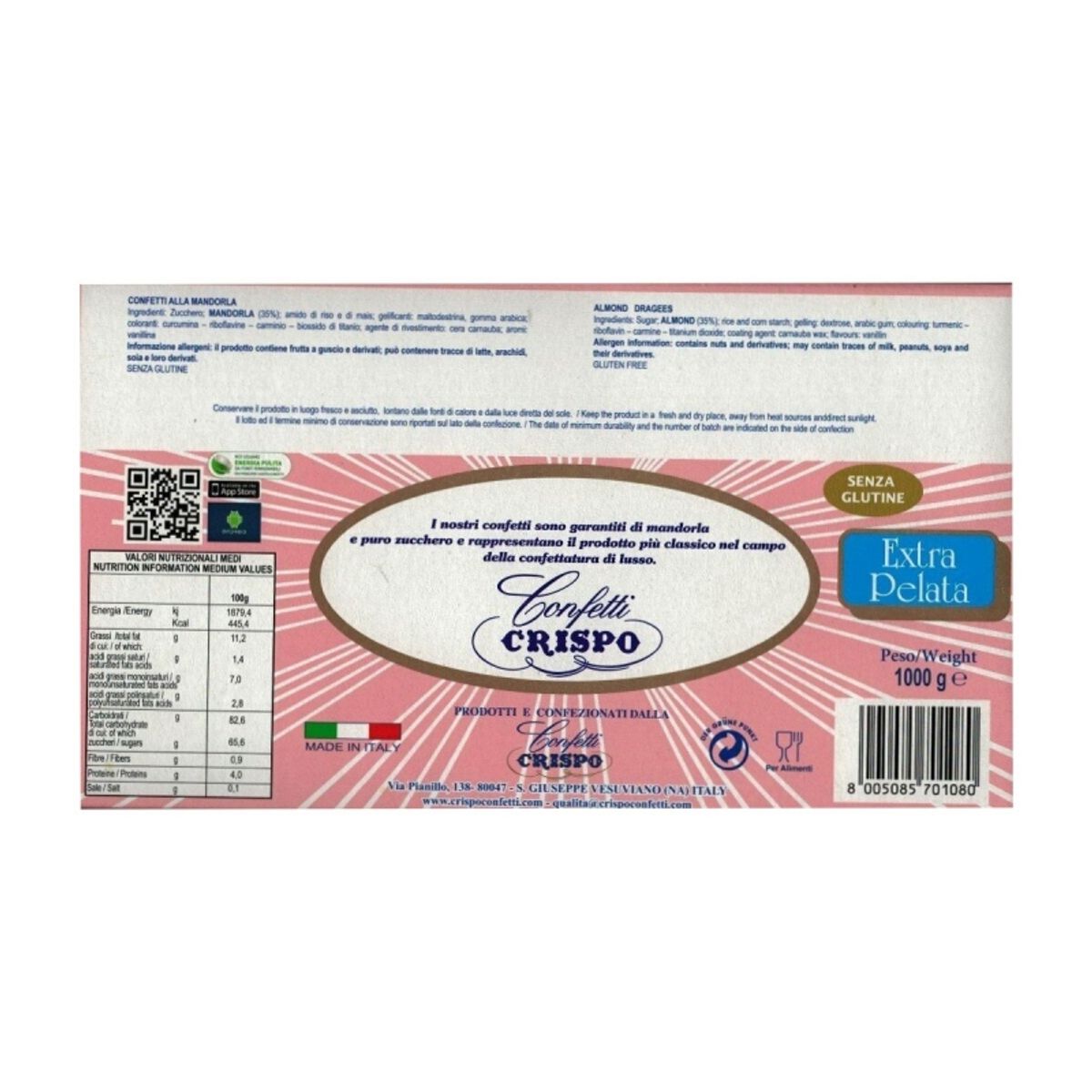 Confetti crispo extra pelata rosa 1 kg.