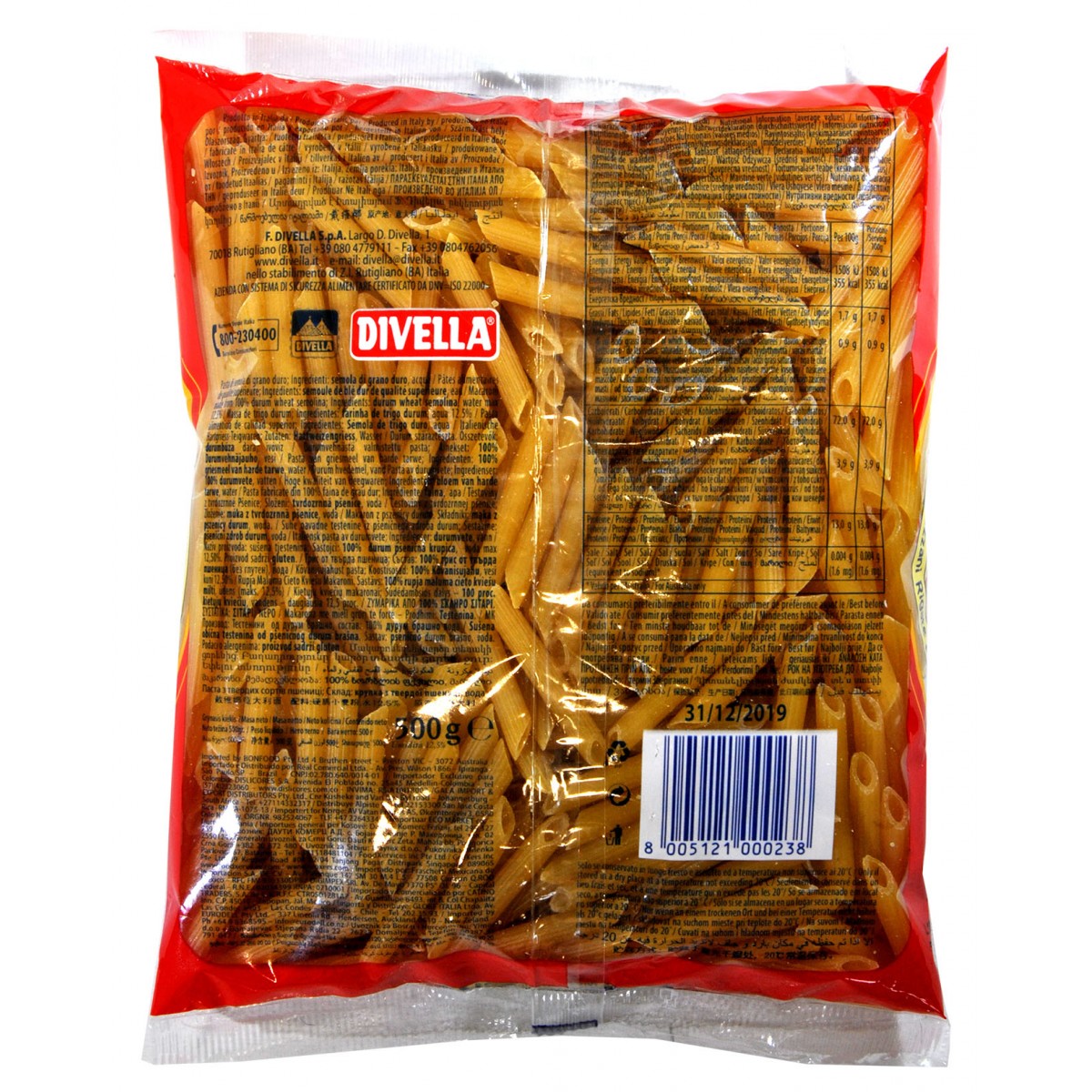 Divella Penne Mezzani Rigate N°23 500 Gr.