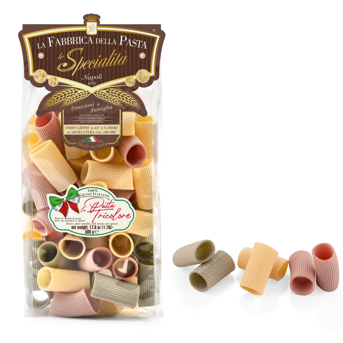 La Fabbrica della Pasta di Gragnano "Paccheri rigati tricolore" 500 Gr.