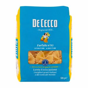 De Cecco Farfalle n° 93 500 g – Pâtes de Blé Dur à Séchage Lent