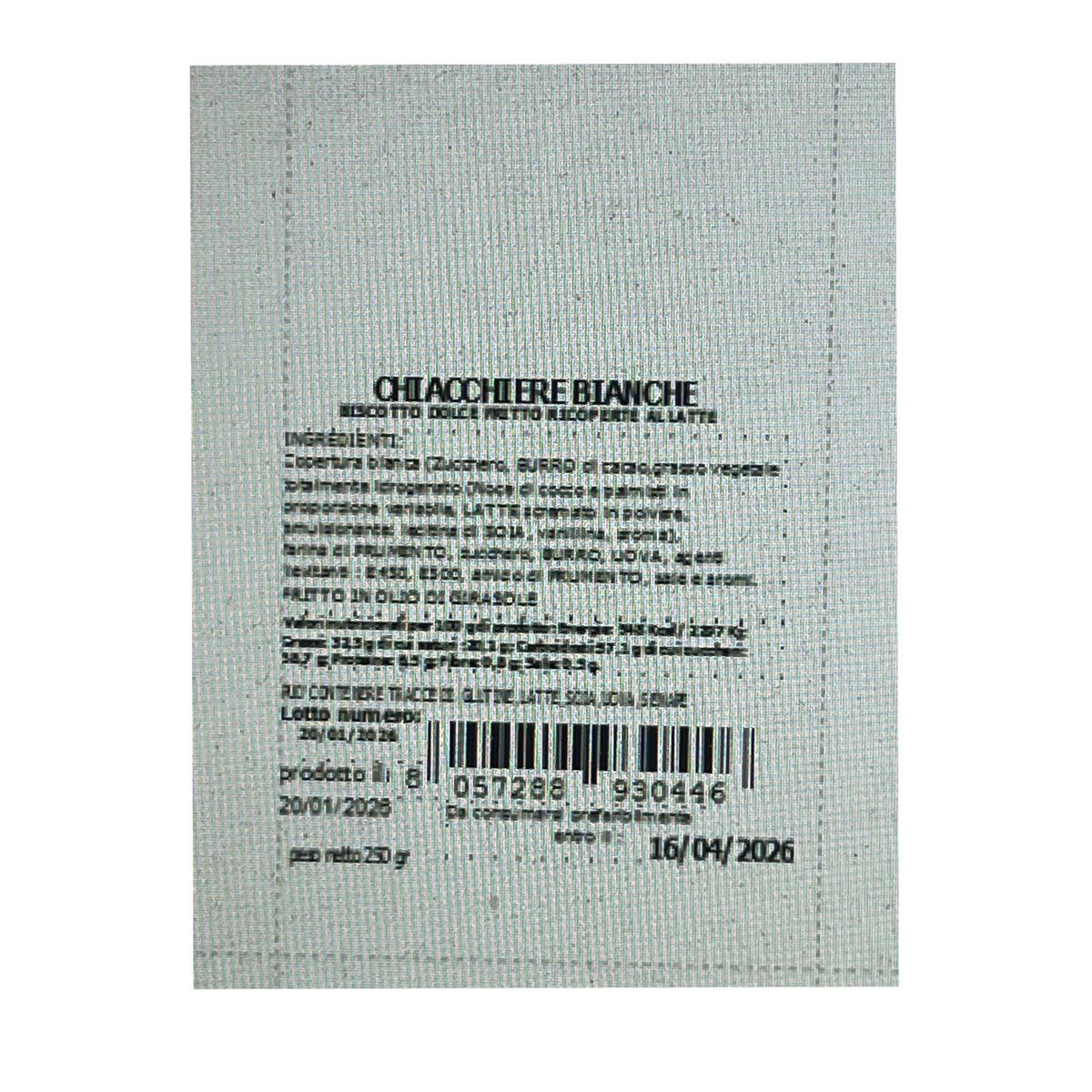 Antico Forno Chiacchiere Al Cioccolato Bianco 250 Gr