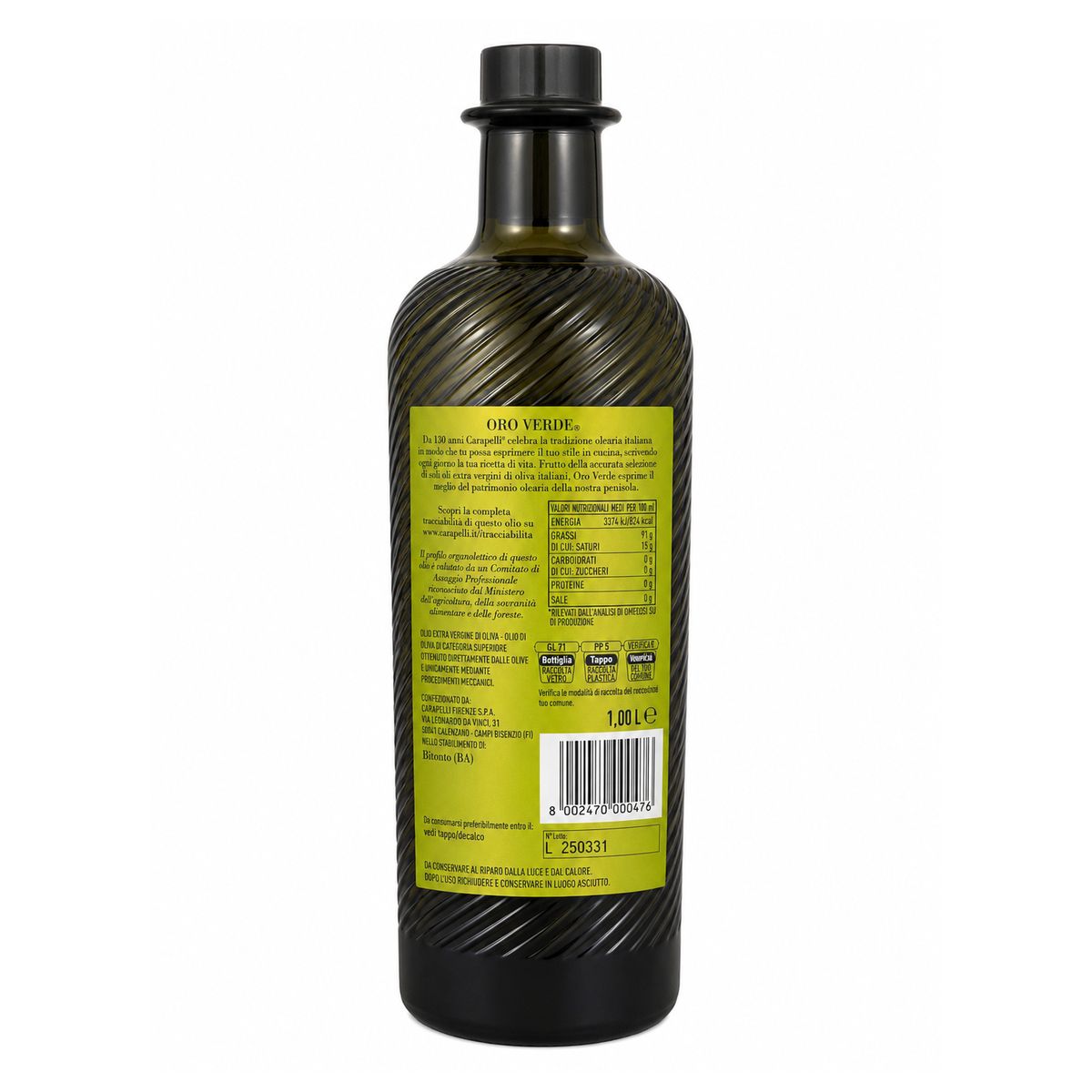Carapelli Oro Verde Olio Extra Vergine di Oliva 100% Italiano 1 L