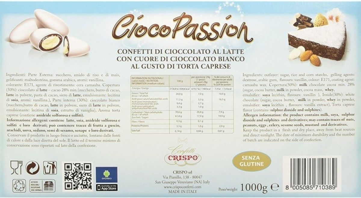 Crispo Confetti CiocoPassion Torta Caprese 1 kg.