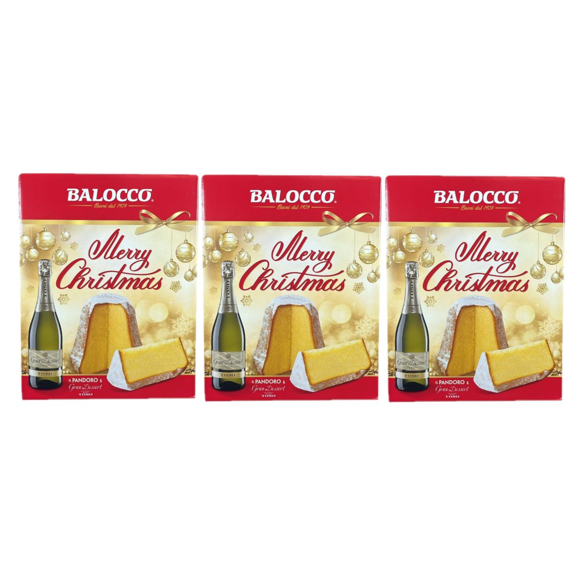 Balocco “Merry Christmas” Pandoro & Gran Dessert Toso 750 g - 3 Pieces