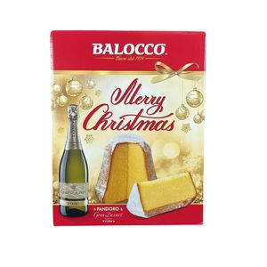 Balocco “Merry Christmas” Pandoro & Gran Dessert Toso 750 g – Pastel Navideño Italiano con Vino Espumoso