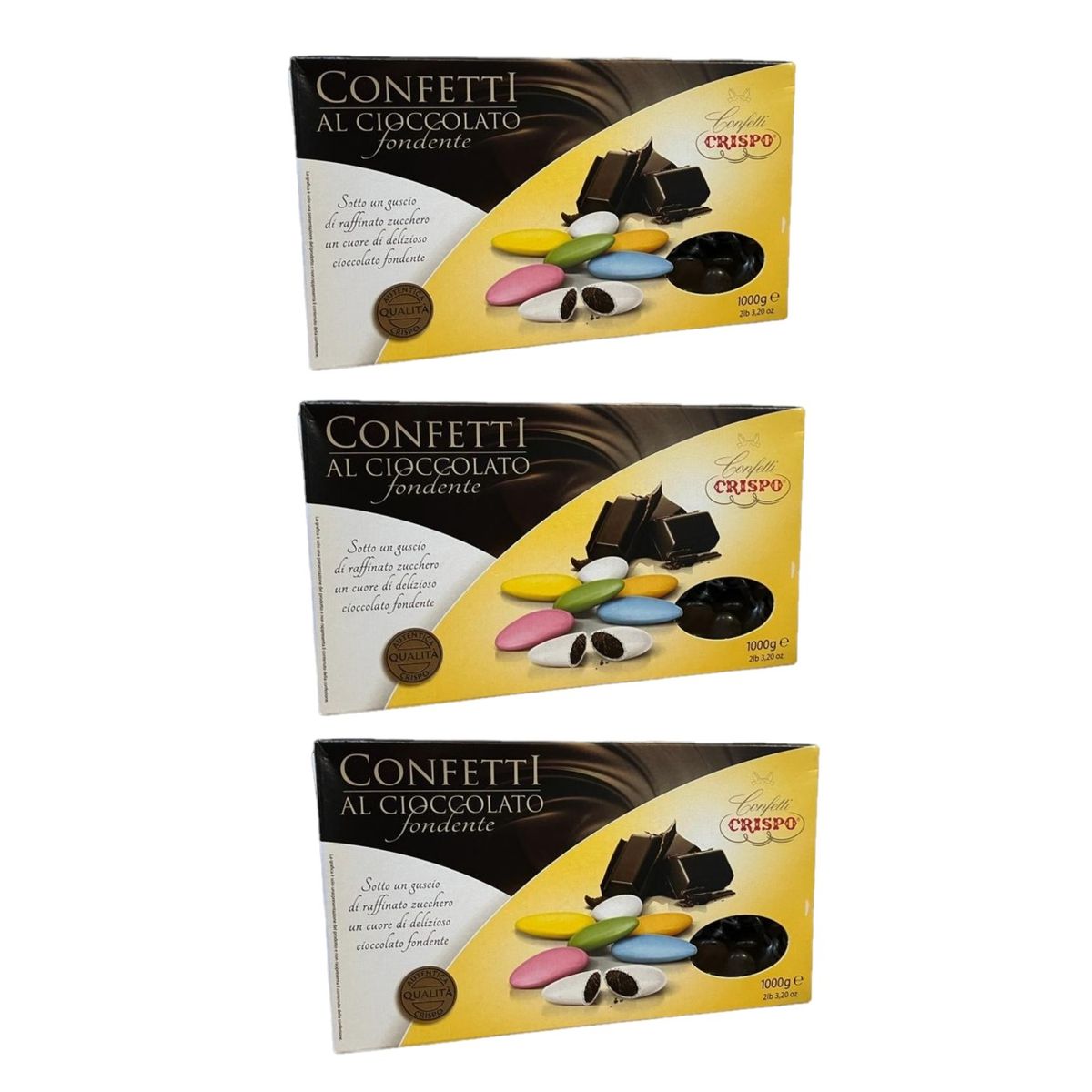 Crispo Confetti al Cioccolato Fondente nero 1 Kg. 3 pezzi
