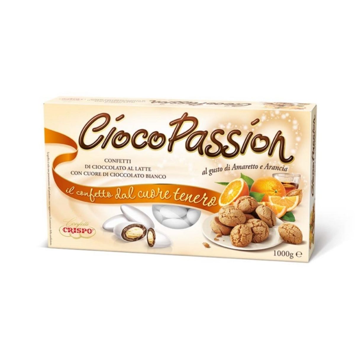 Grageas de chocolate con leche con corazón de chocolate blanco aromatizadas con Amaretto y Naranja