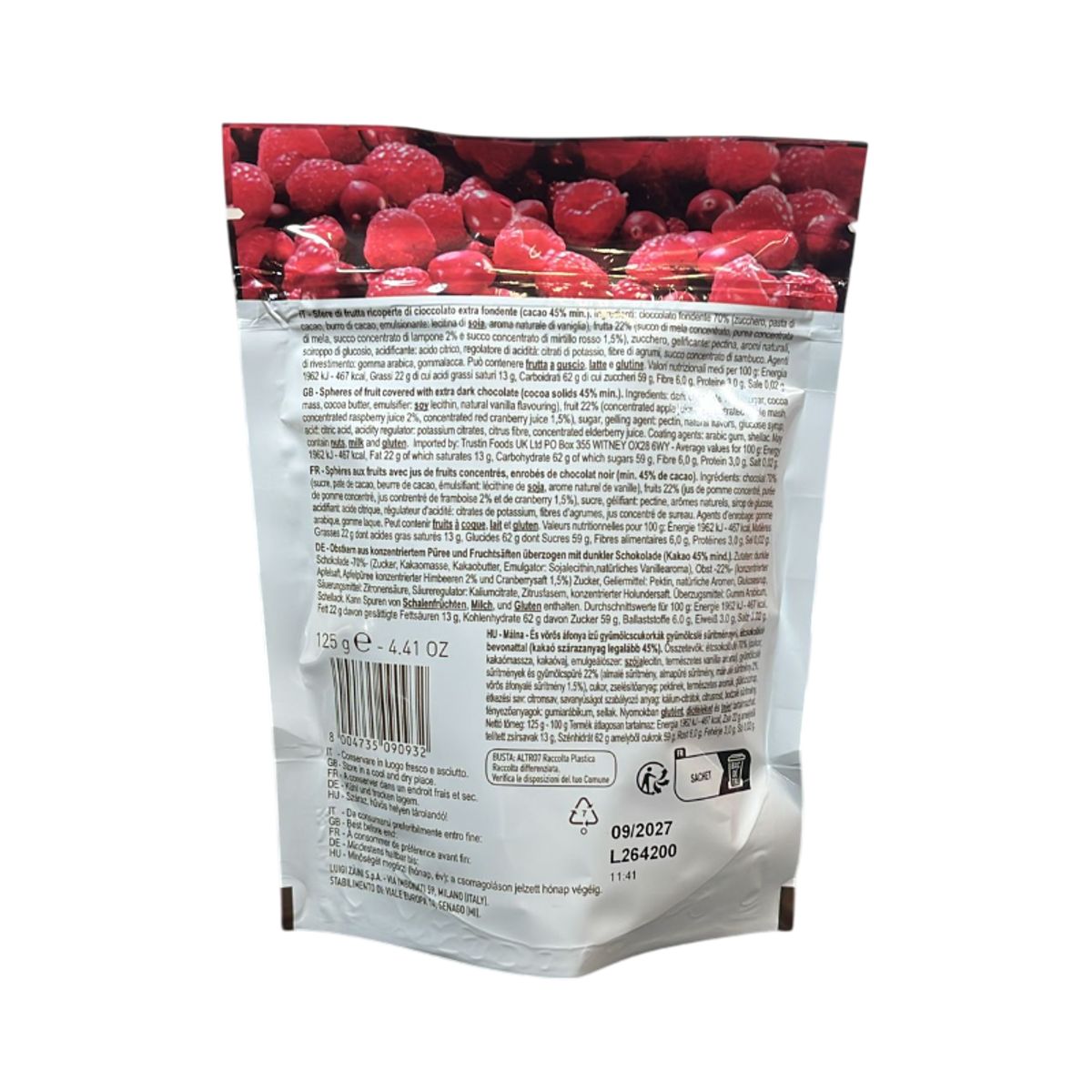 Zaini Choco&Fruit Raspberry and Cranberry Dark Chocolate Spheres 125g