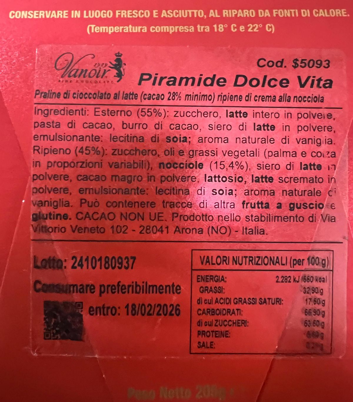 Vanoir piramide dolce vita 205 Gr.
