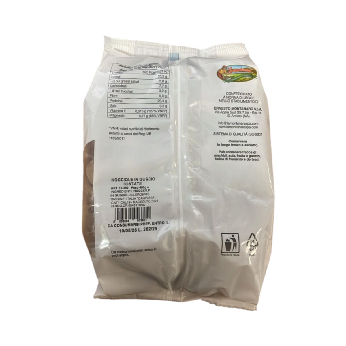 Nocciole Italiane Tostate in Guscio 400g – 100% Naturali, Croccanti e Profumate, Origine Campania