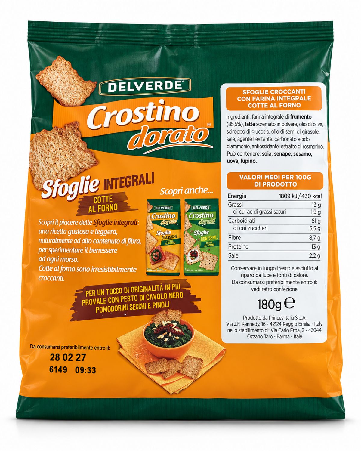 Delverde Crostino Dorato Pâtisseries Feuilletées Complètes 180g