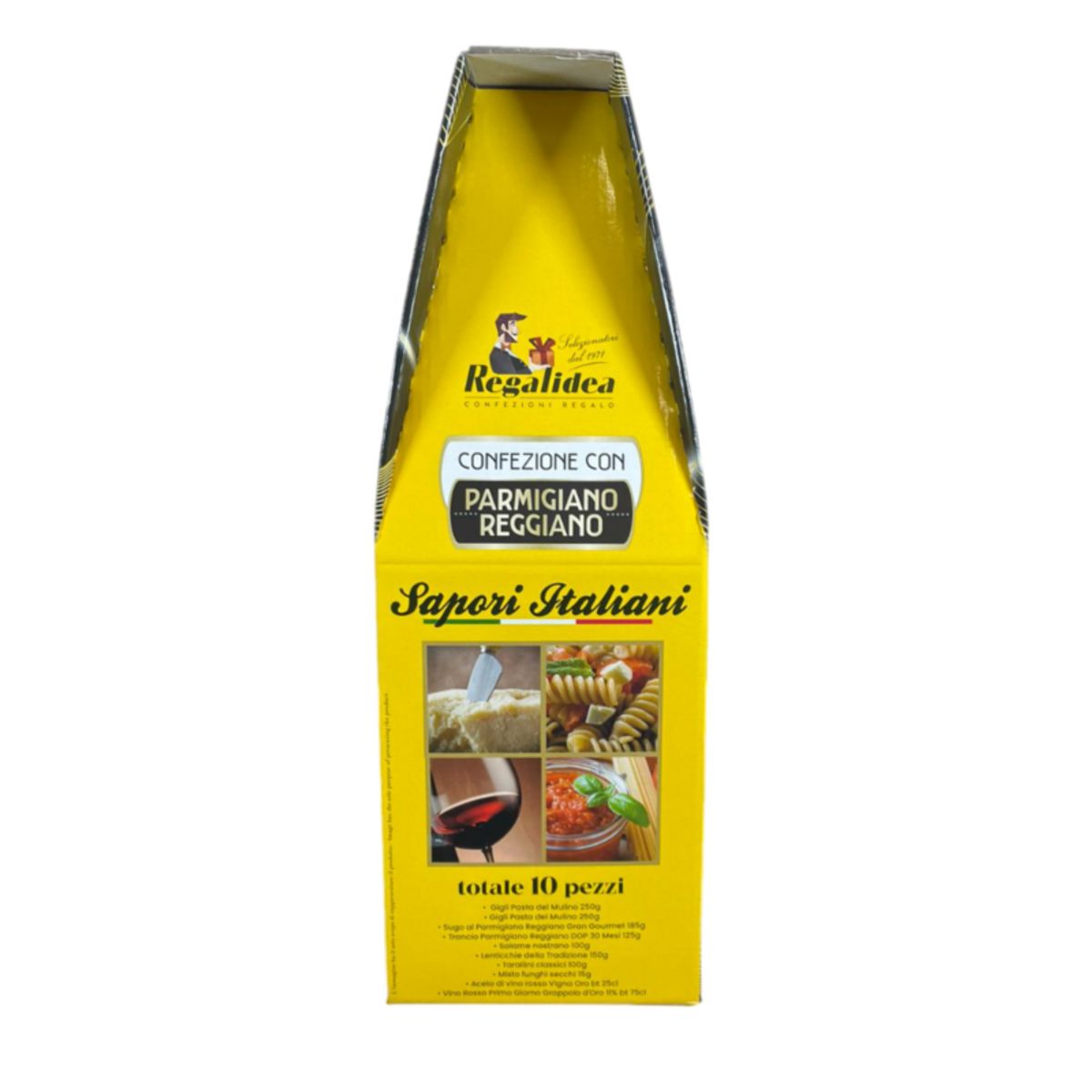 Caja de regalo “Sabores Italianos” con Parmigiano Reggiano DOP añejo de 30 meses – 10 especialidades gourmet italianas típicas