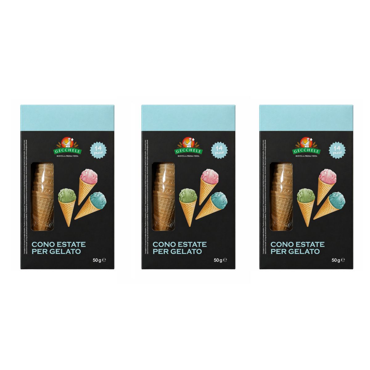 Gecchele Cono Estate Per Gelato 50g - 3 pezzi