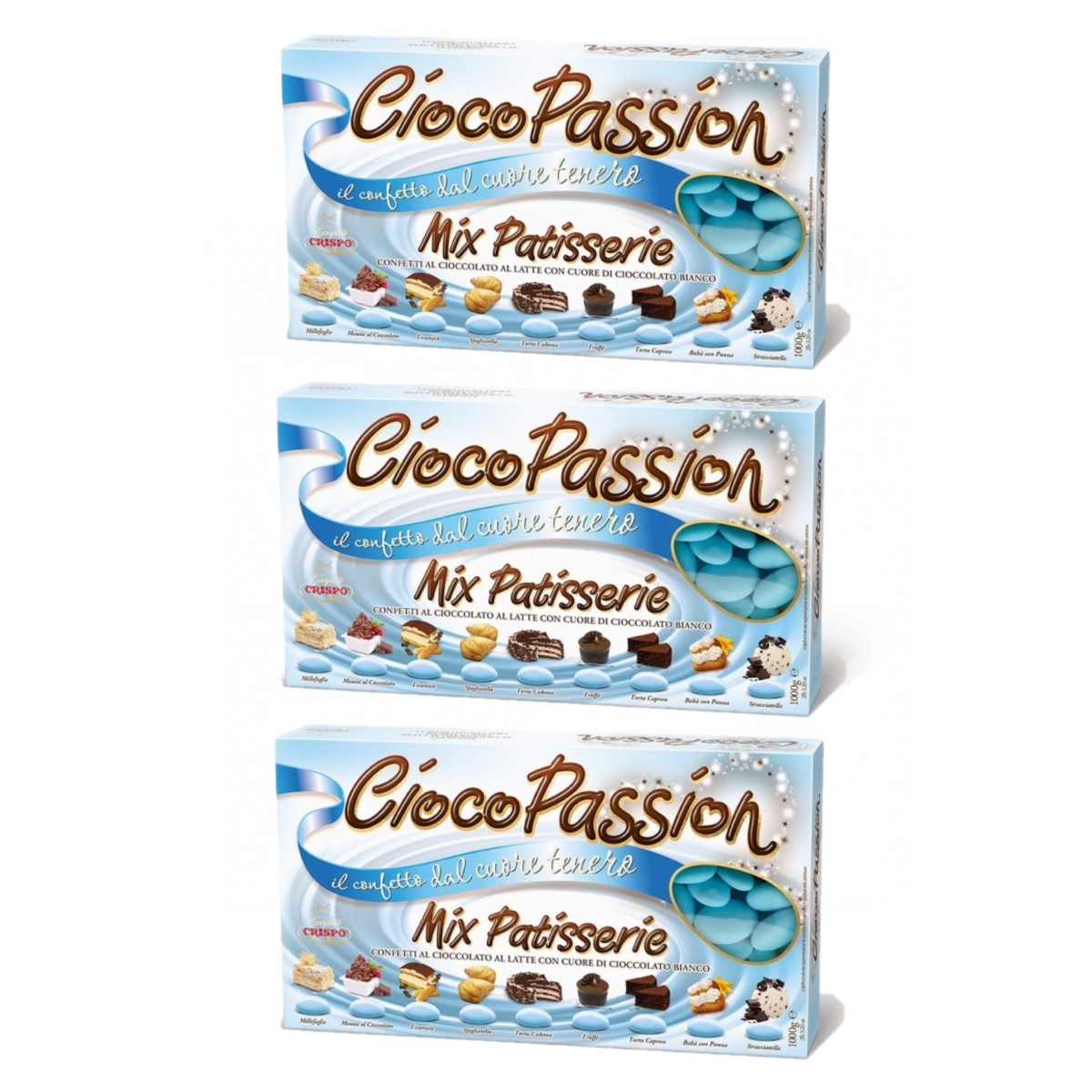 Crispo Confetti CiocoPassion Mix Patisserie hellblau 1 kg. 3 Stück