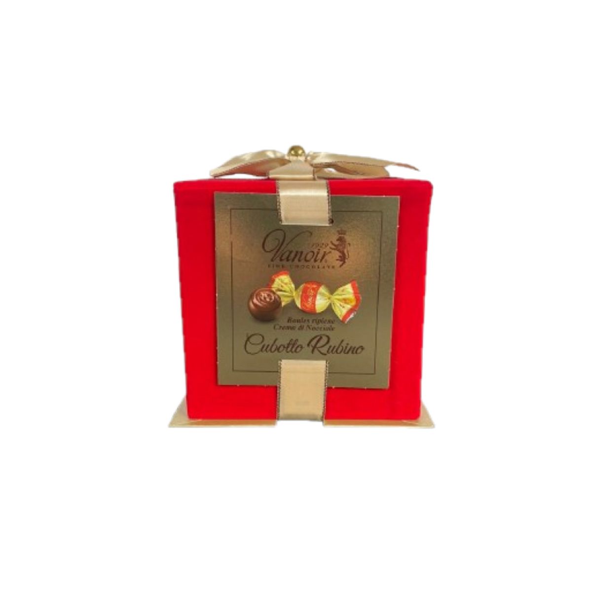 Vanoir Cubotto Rubino 205g – Milk Chocolate Pralines Filled with Hazelnut Cream, Elegant Red Velvet Gift Box