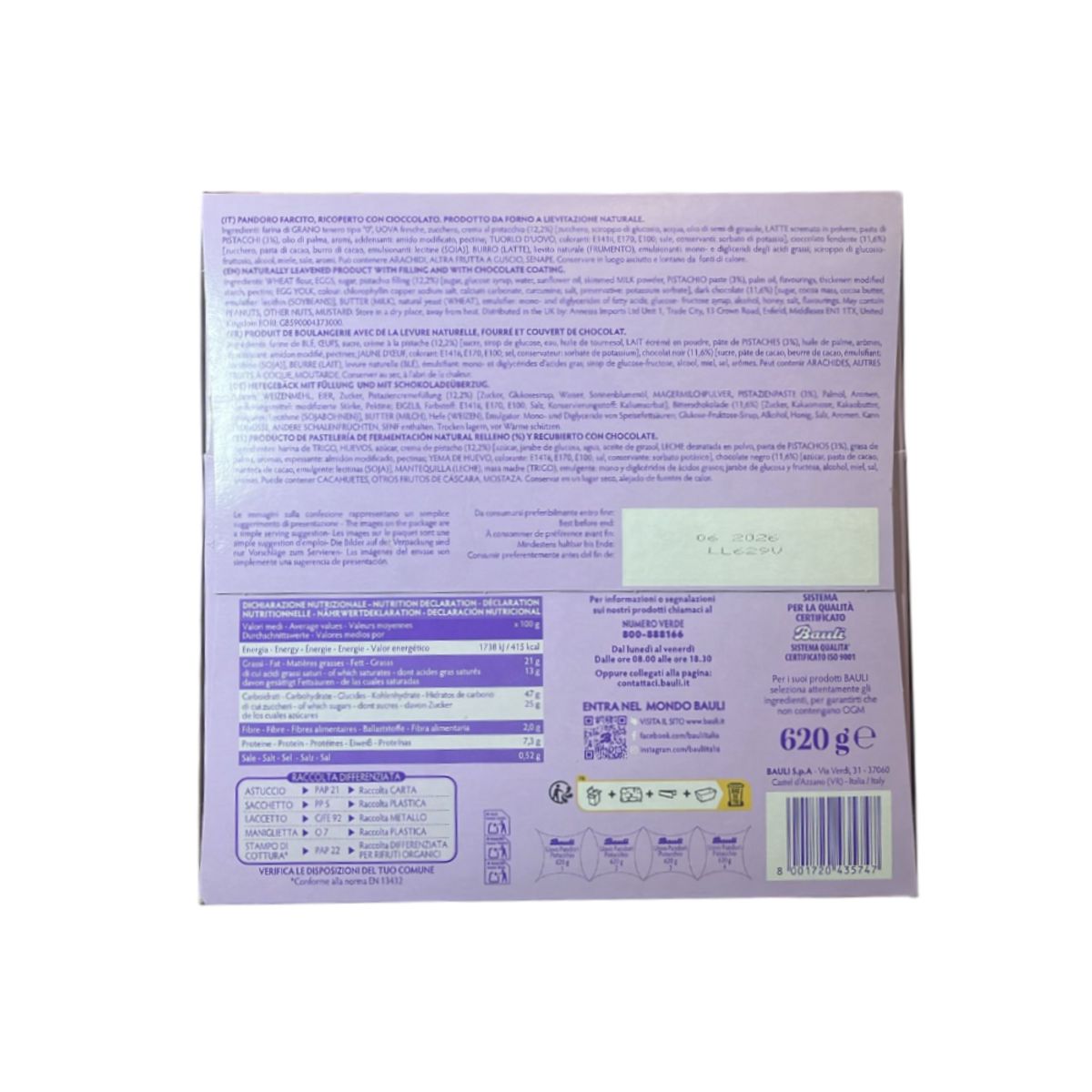Bauli Pandorì L’Uovo con Crema al Pistacchio e Cioccolato Fondente