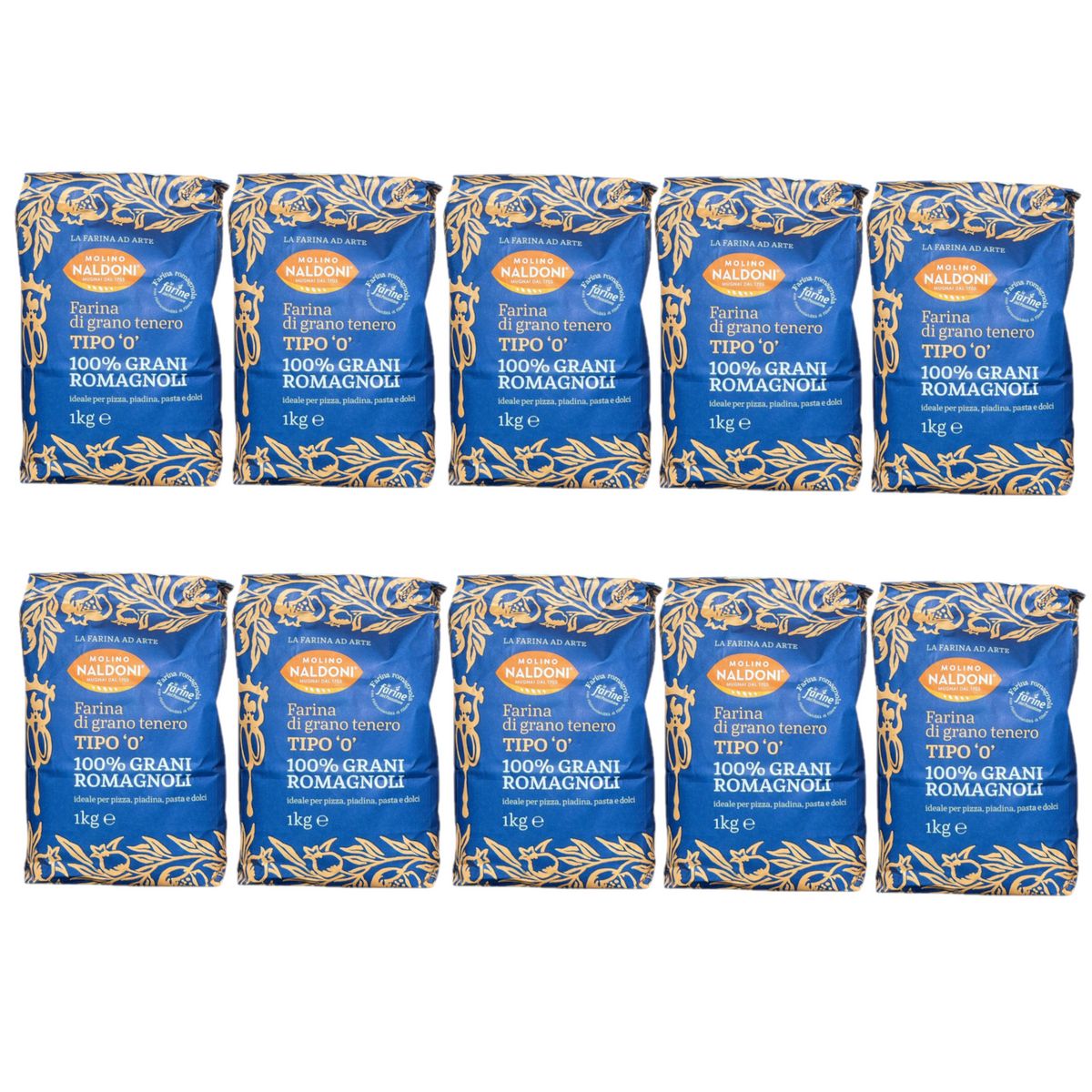 Farine Molino Naldoni Type « 0 » 100 % céréales de Romagne 1 kg - 10 morceaux