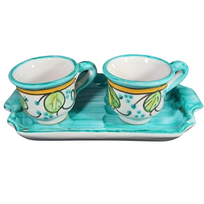 ZONA Vietri ヴィエトリマグカップ2、ディナー皿2、パン皿2イタリア製 Set of Tête-à-Tête Cups with 