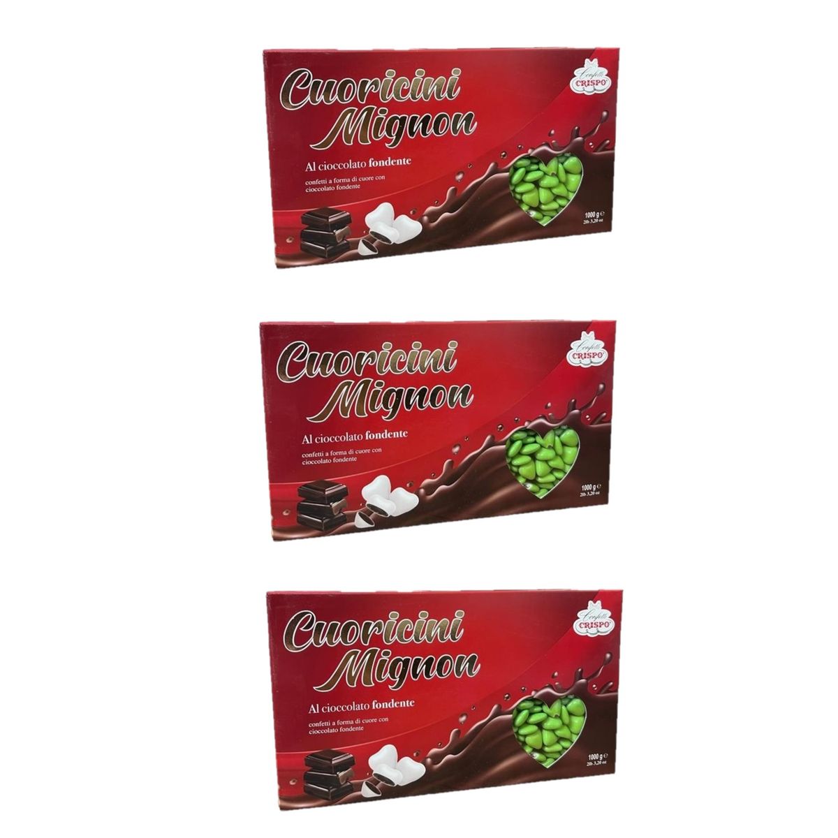Crispo Confetti corazoncitos Mignon verdes 1 Kg. - 3 Piezas