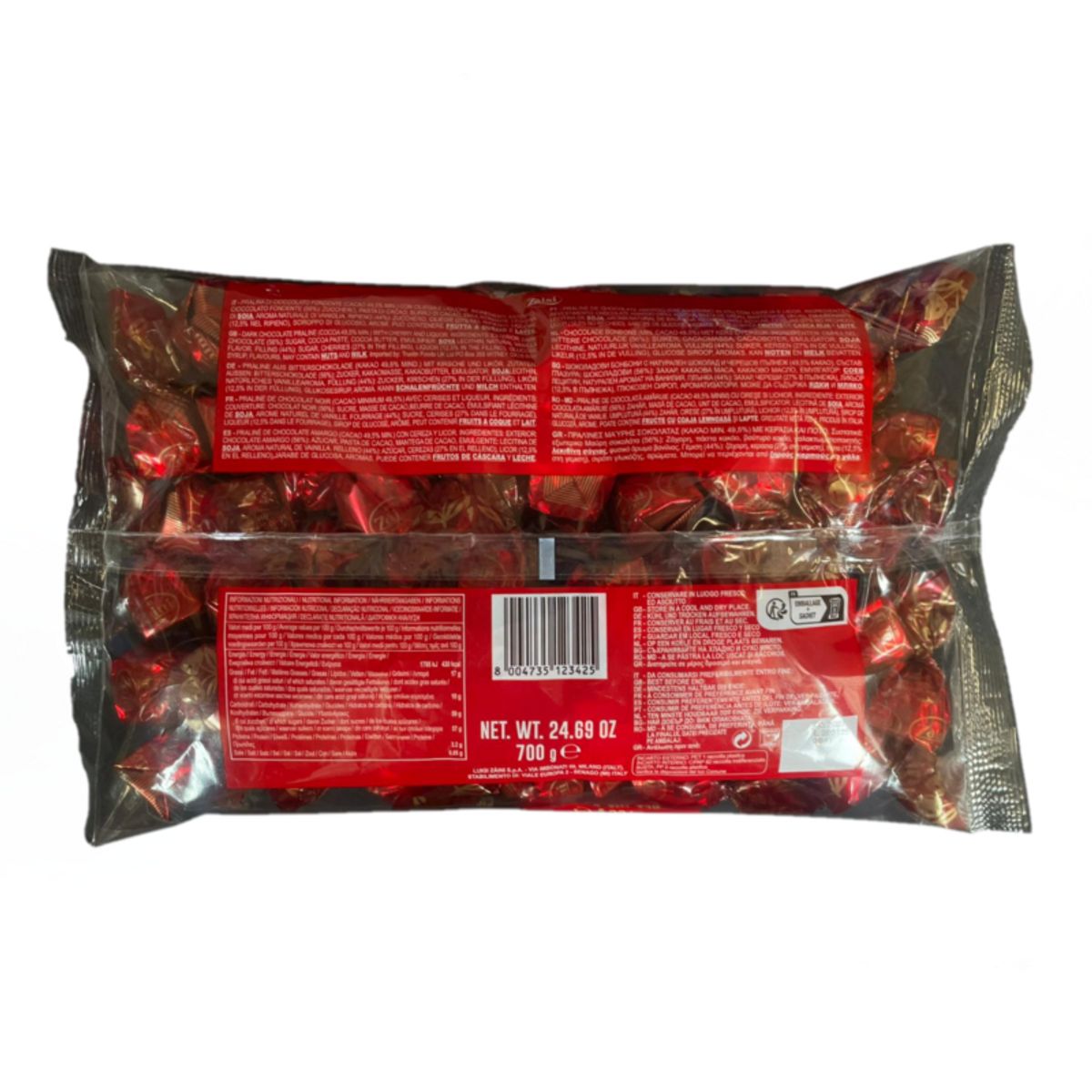 Zaini Boero 700g – Bombones de chocolate negro con cereza entera y licor
