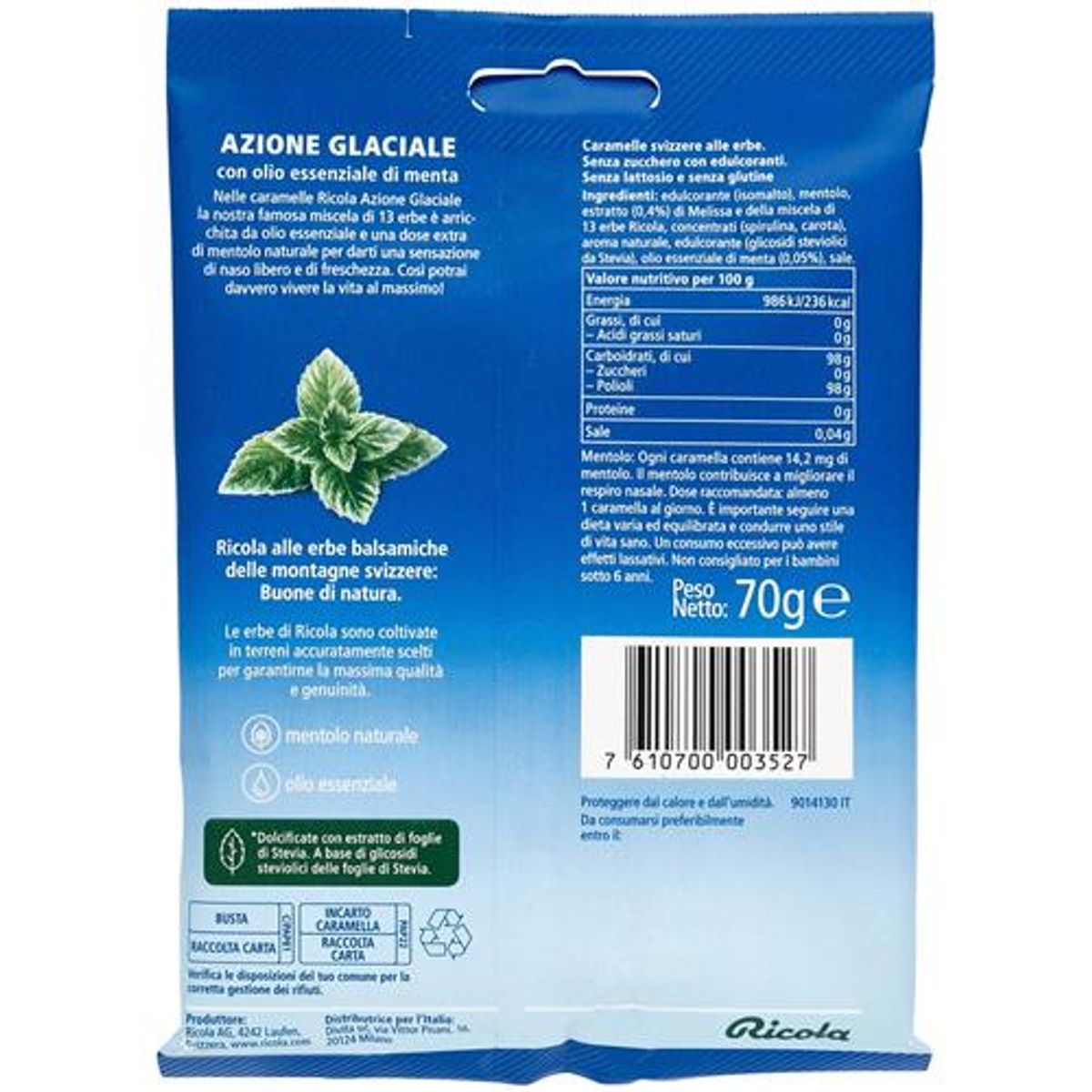 Ricola Glacial Action Strong Mint 70 Gr.