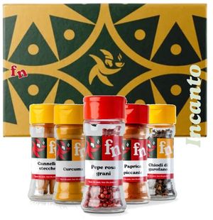 Fantasia Napoletana “Incanto” Christmas Gift Box – Premium Spice Selection: Cloves, Cinnamon Sticks, Hot Paprika, Turmeric & Pink Peppercorns