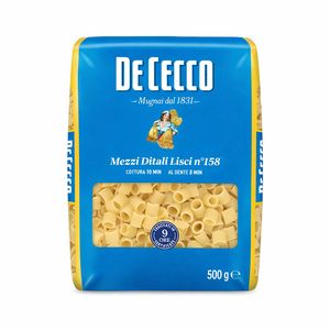 De Cecco Smooth Mezzi Ditali n°158 Durum Wheat Pasta 500 g – Dry Pasta