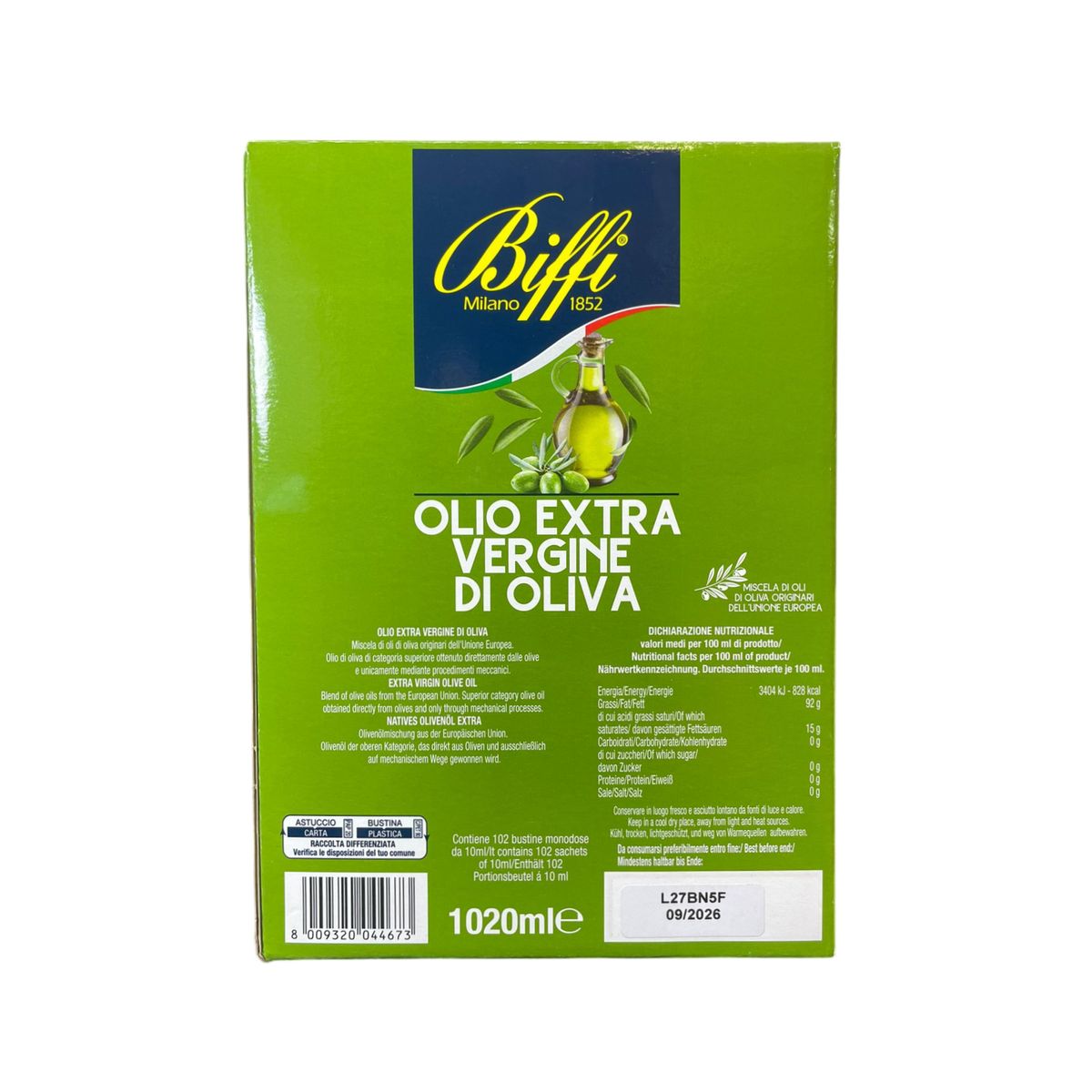 Biffi Bustine Monodose Di Olio Extra Vergine D'Oliva 1020 Ml