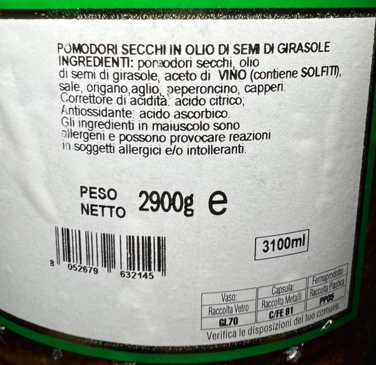 Konserven Gentile Getrocknete Tomaten 2900 Gr