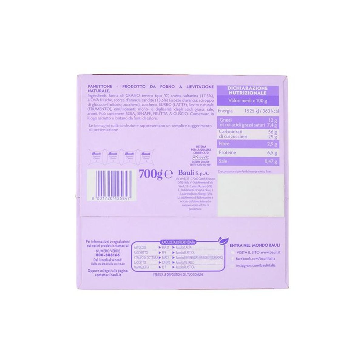 Bauli Panettone Classico 700 Gr