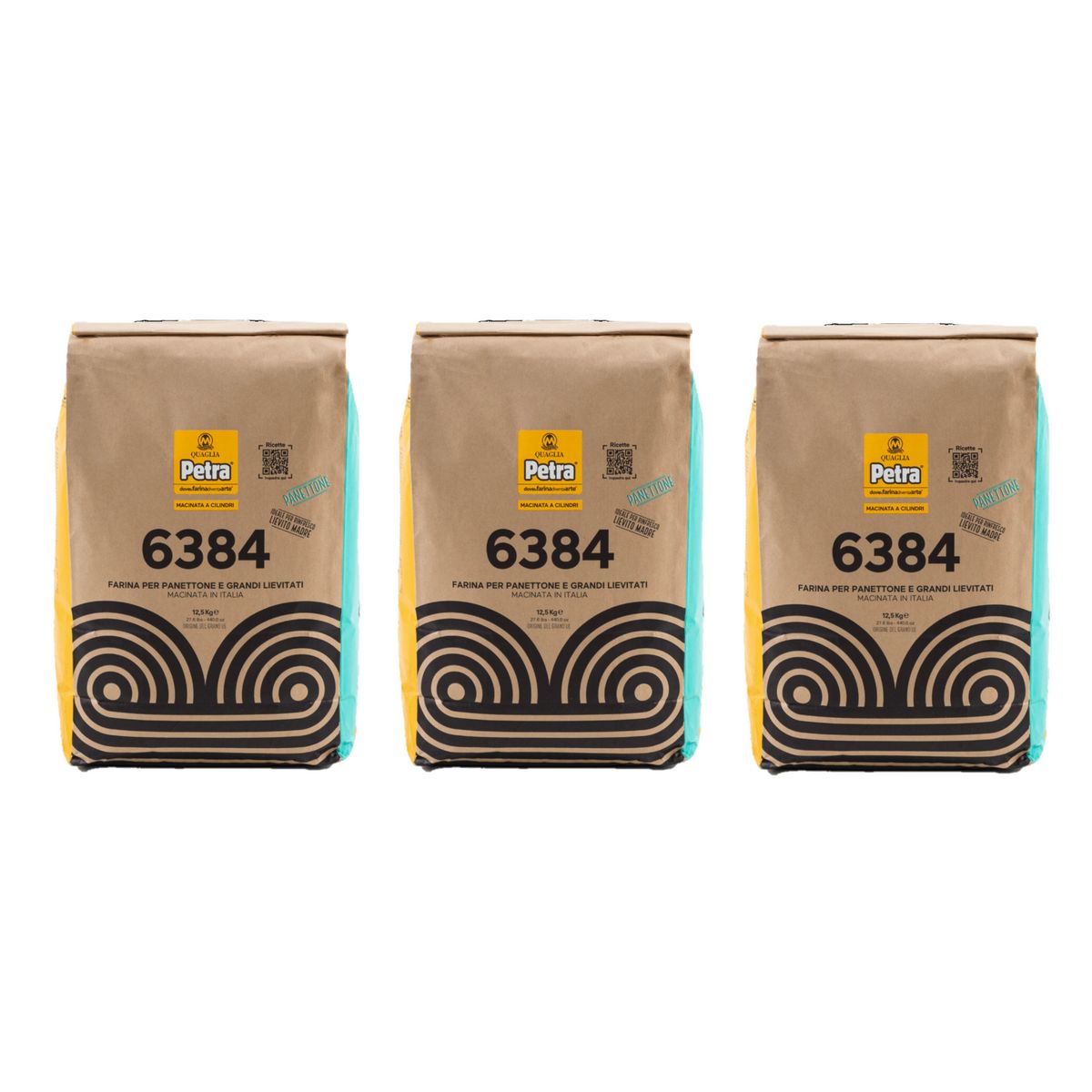 Molino Quaglia Flour PETRA 6384 for panettone and large leavened doughs 12.5 kg - 3 pieces