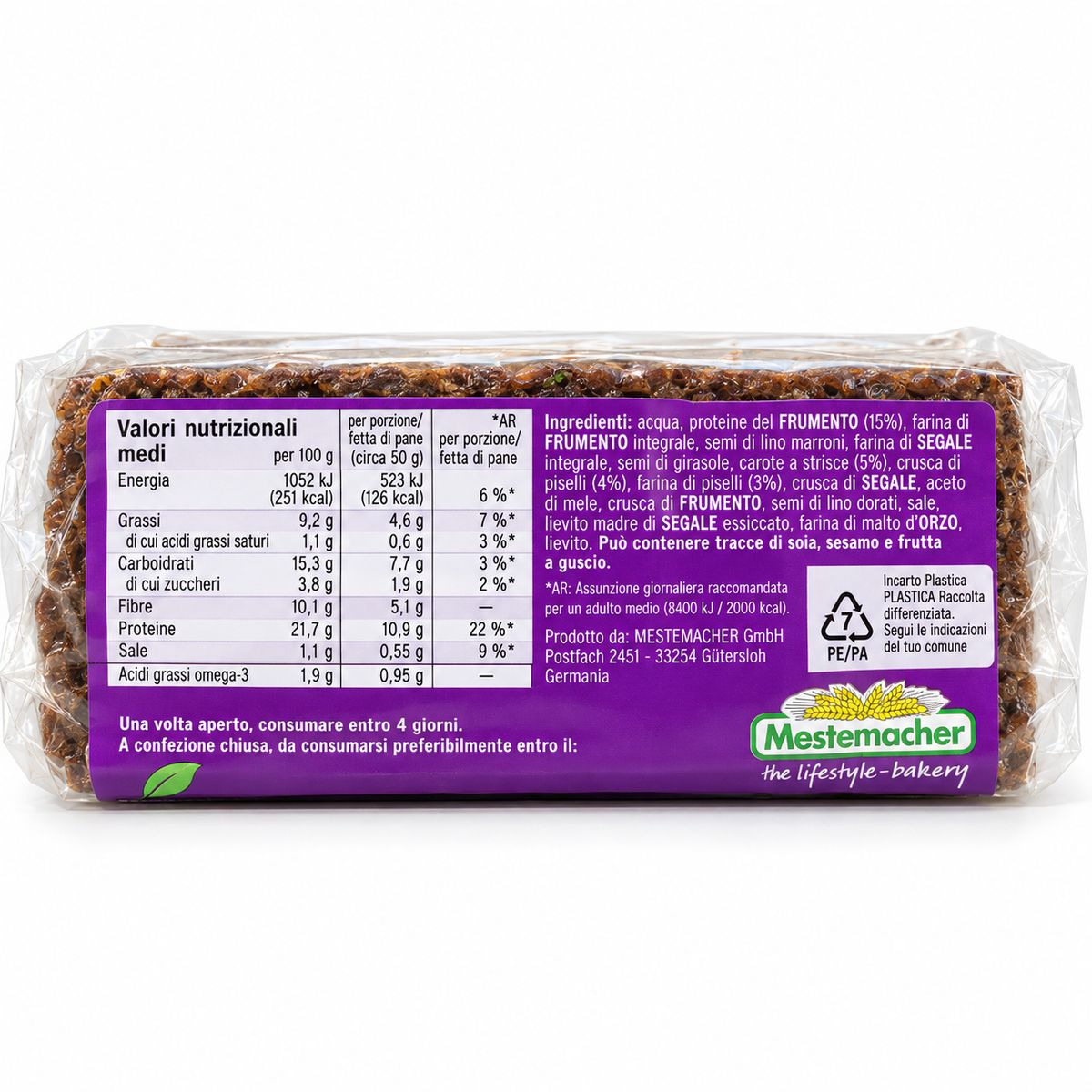 Mestemacher Pane Proteico con Carote 250 g