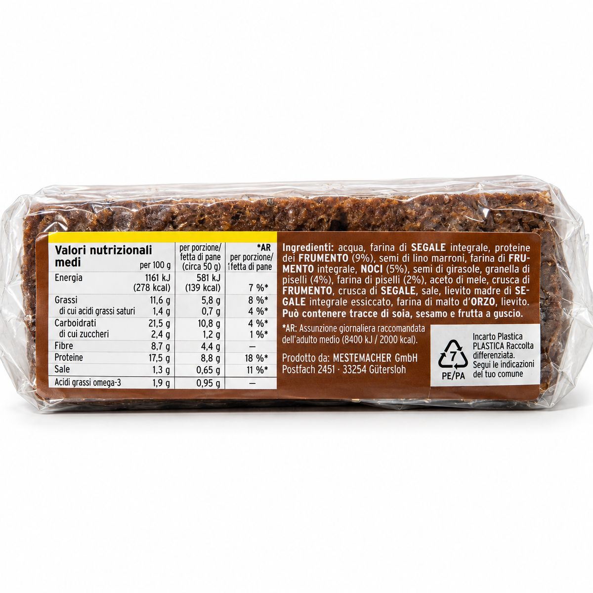 Mestemacher Pane Proteico con Noci 250 g