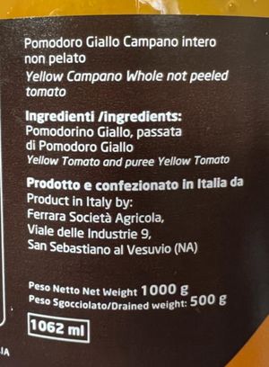 Ferrara Farm Yellow Tomatoes from Campania in purée 1kg._1