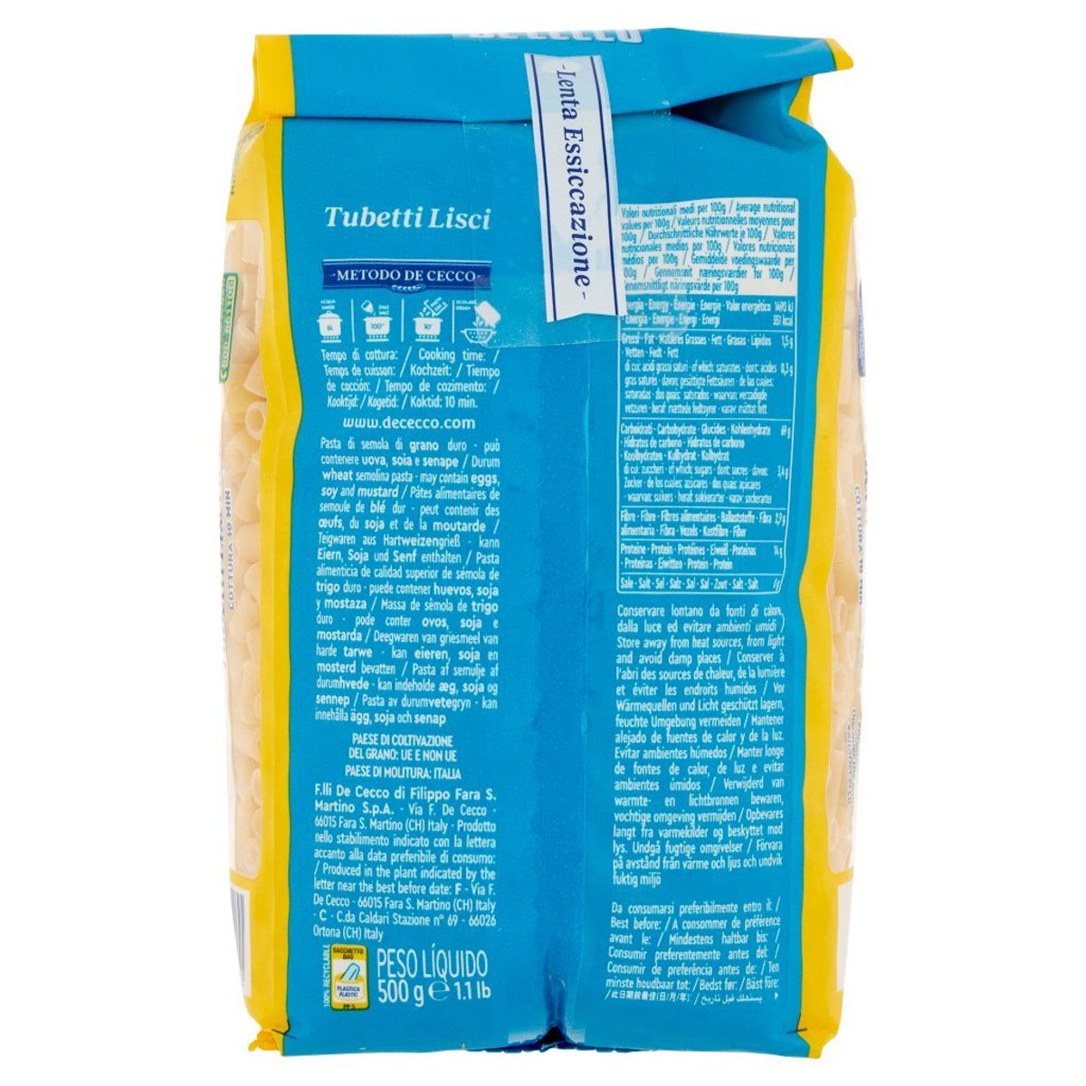 De Cecco Tubetti Lisci n°62 500 Gr.