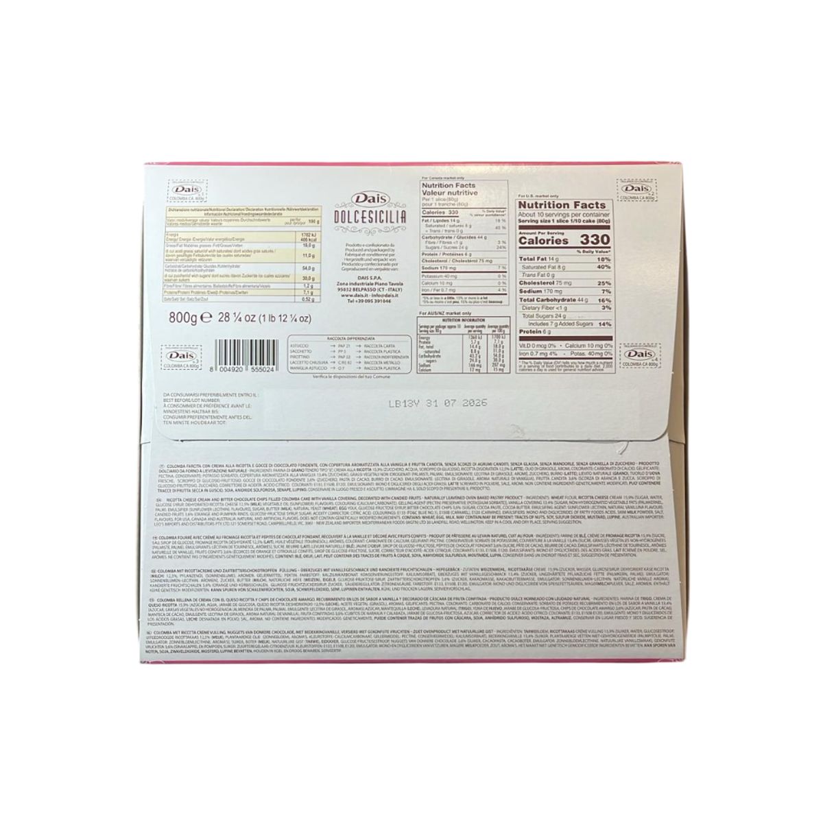 Dais Colomba Sicilian Cassata 800 Gr