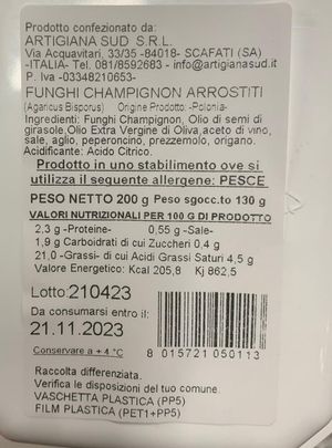 Artigiana Sud Roasted Champignon Mushrooms 200 Gr._1