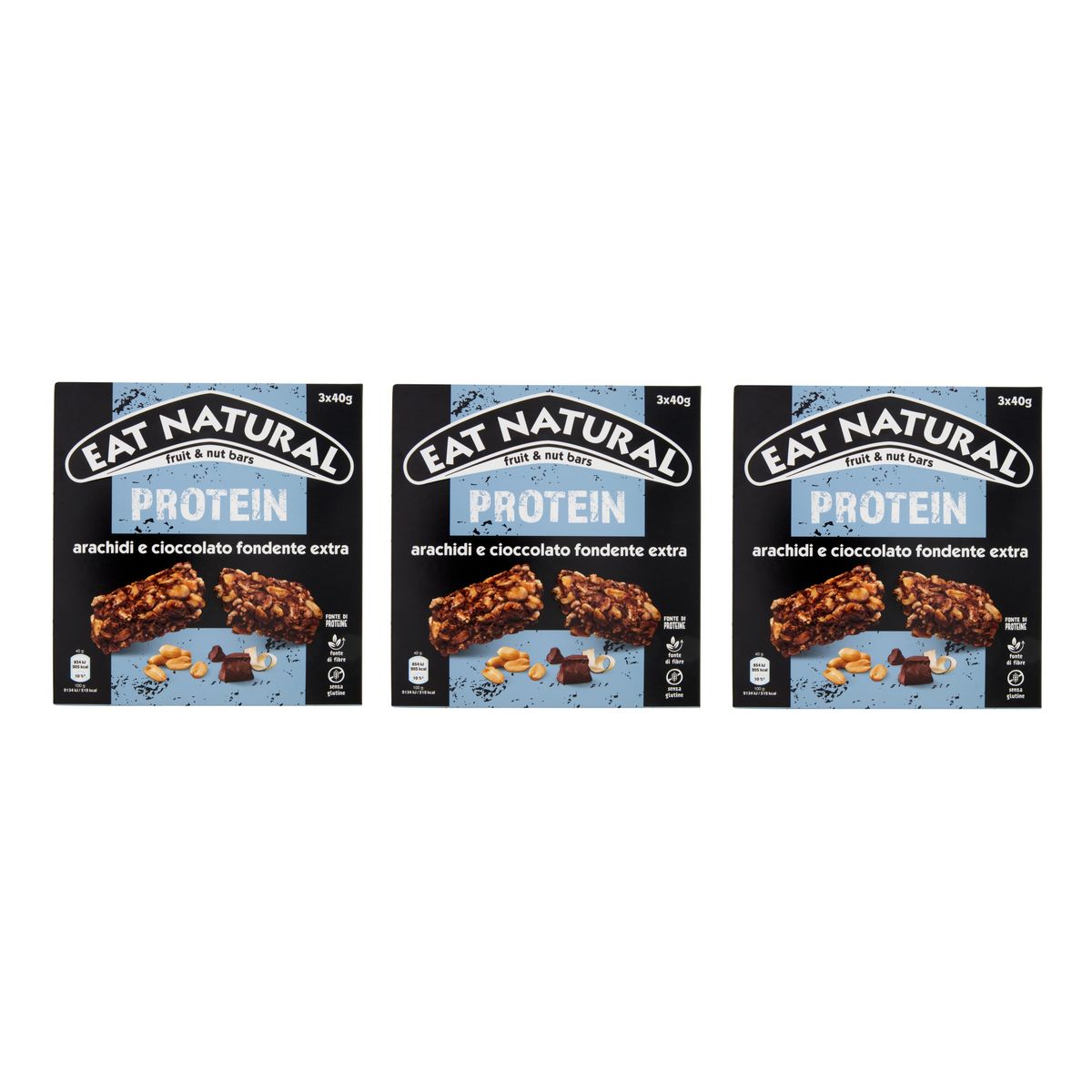 Eat Natural Protein Arachidi e Cioccolato Fondente Extra 3 x 40 Gr.
